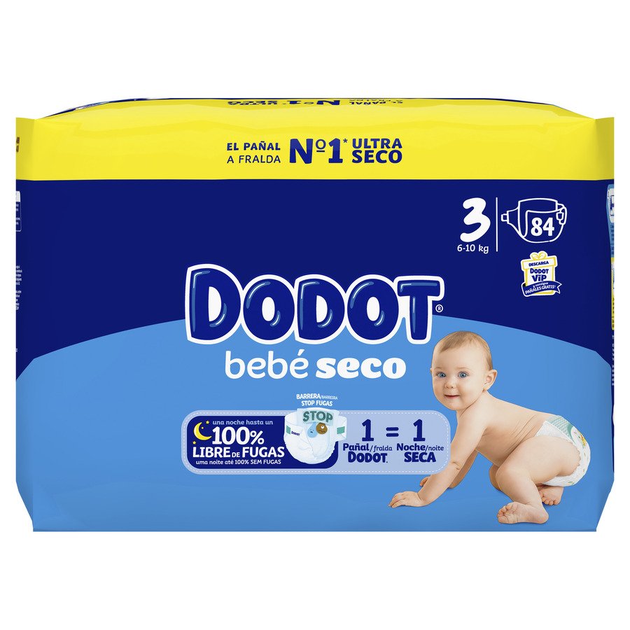 Pañal DODOT bebé seco T3 84 unidades