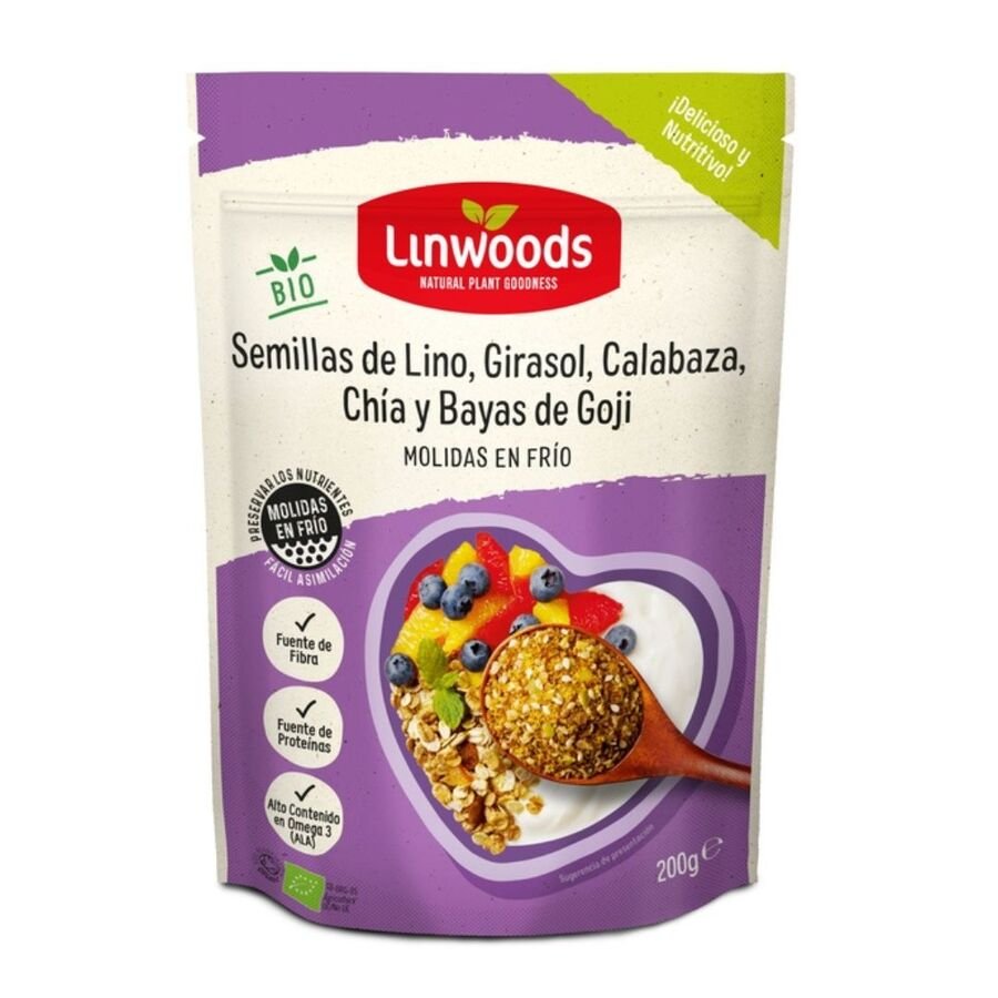 Semillas de lino-girasol-calabaza-chía y bayas de goji LINWOODS bio 200 g