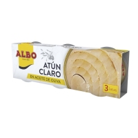 Atún claro en aceite de oliva ALBO pack 3x92 g pn.