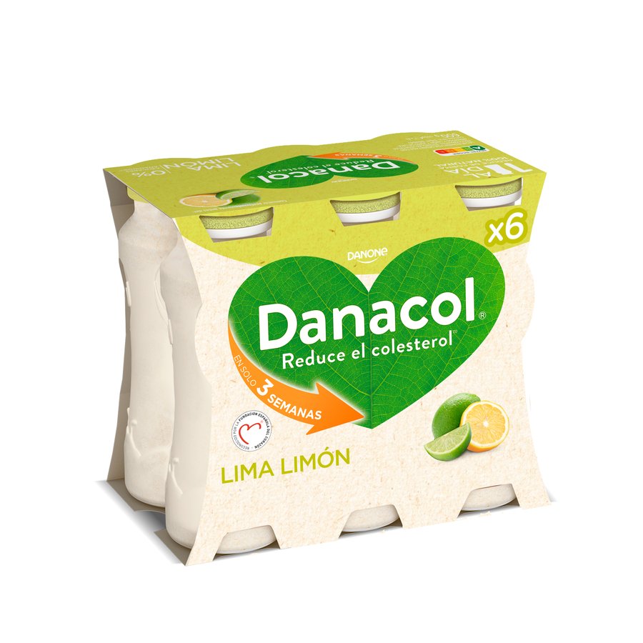 Leche fermentada líquida DANACOL DANONE lima-limón pack 6x100 g
