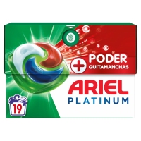 Detergente caps ARIEL Pods Platinum + Poder Quitamanchas 19 unidades
