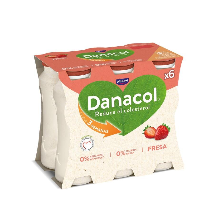 Leche fermentada líquida DANACOL DANONE fresa pack 6x100 g
