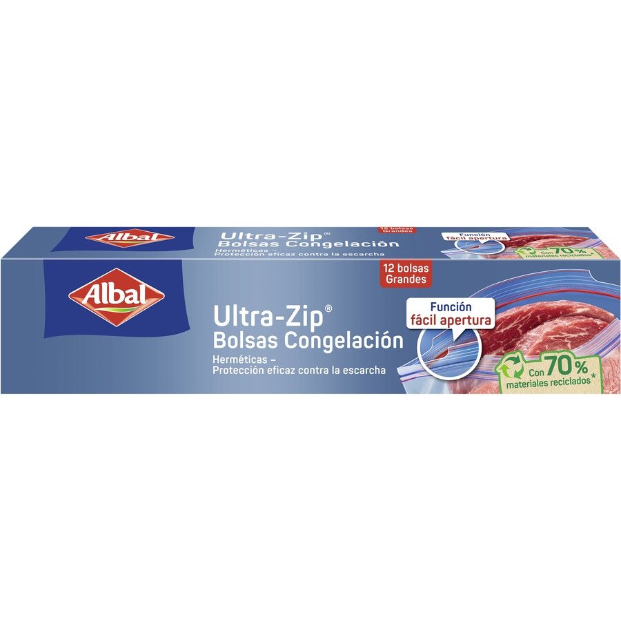 Bolsa congelación ALBAL grande con cierre Zip 12 unidades