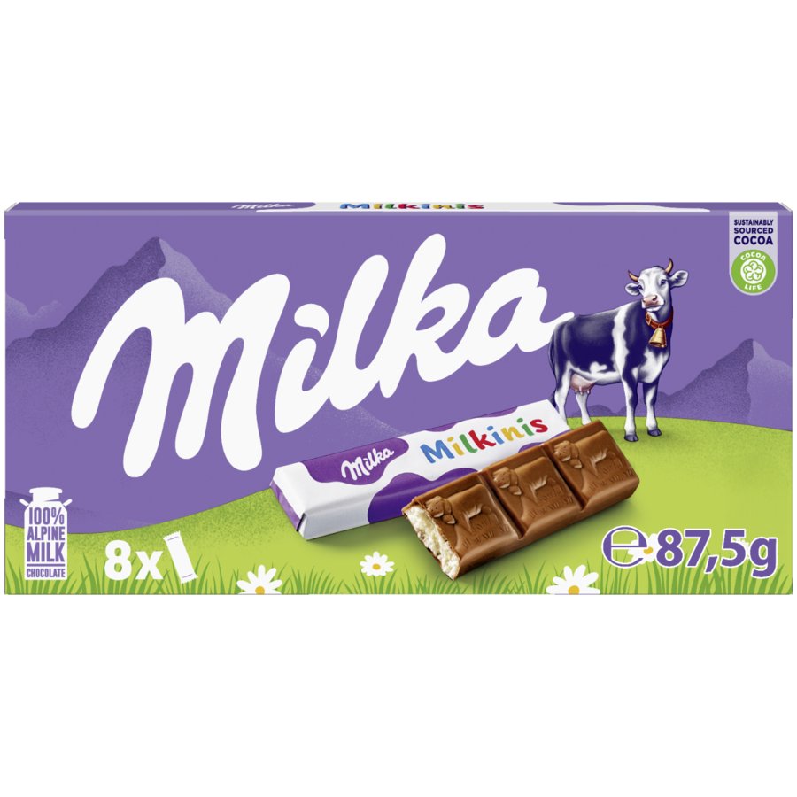Barritas choco leche MILKA Milkinis 8x10,94 g