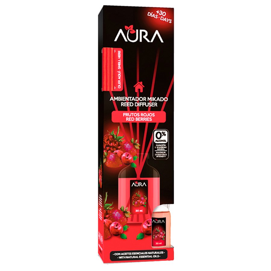 Ambientador varitas AURA frutos rojos 30 ml