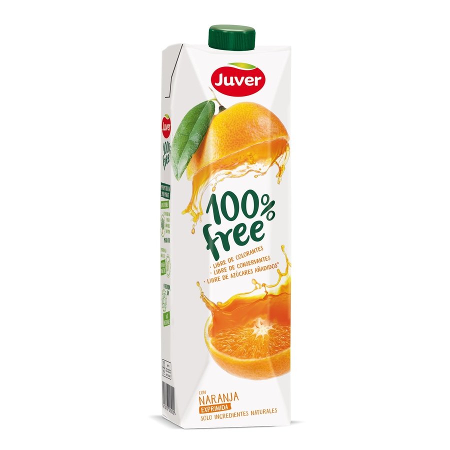 Bebida de zumo JUVER 100% free naranja 1l
