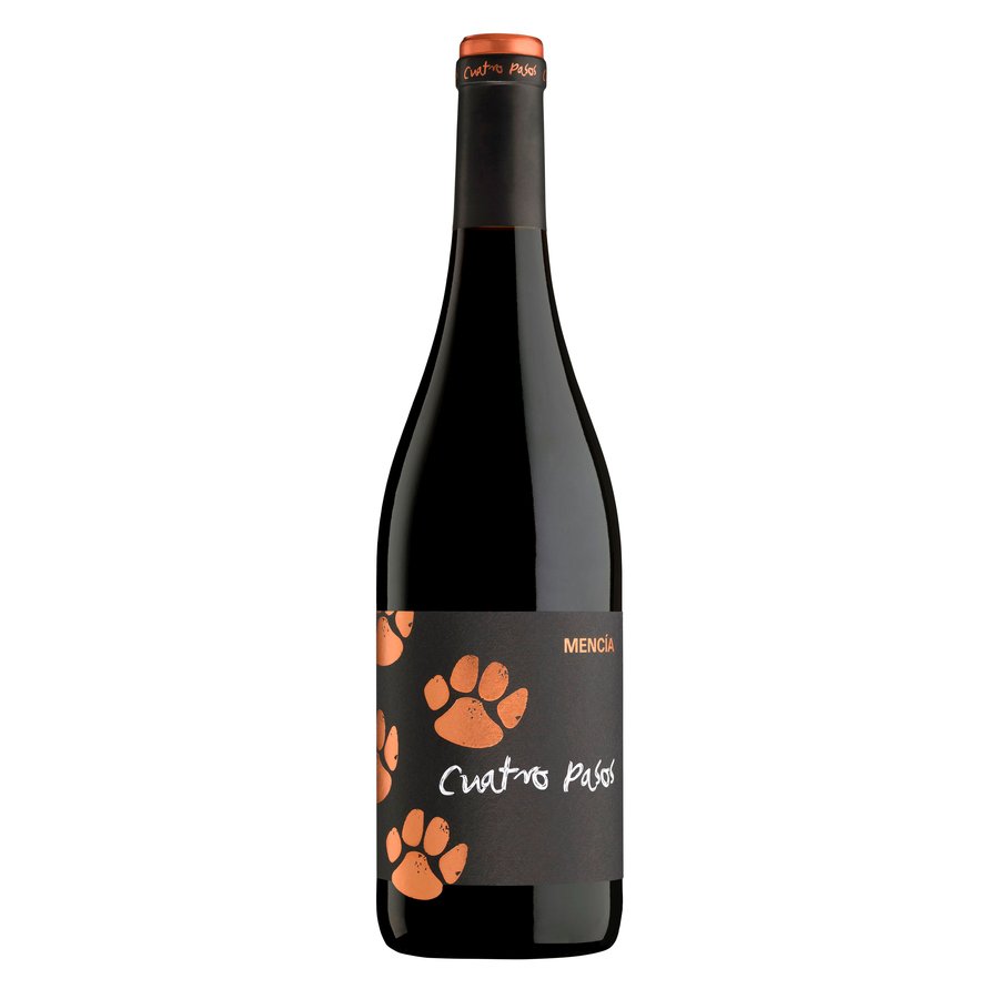 Vino tinto D.O.Bierzo CUATRO PASOS mencía botella 75 cl