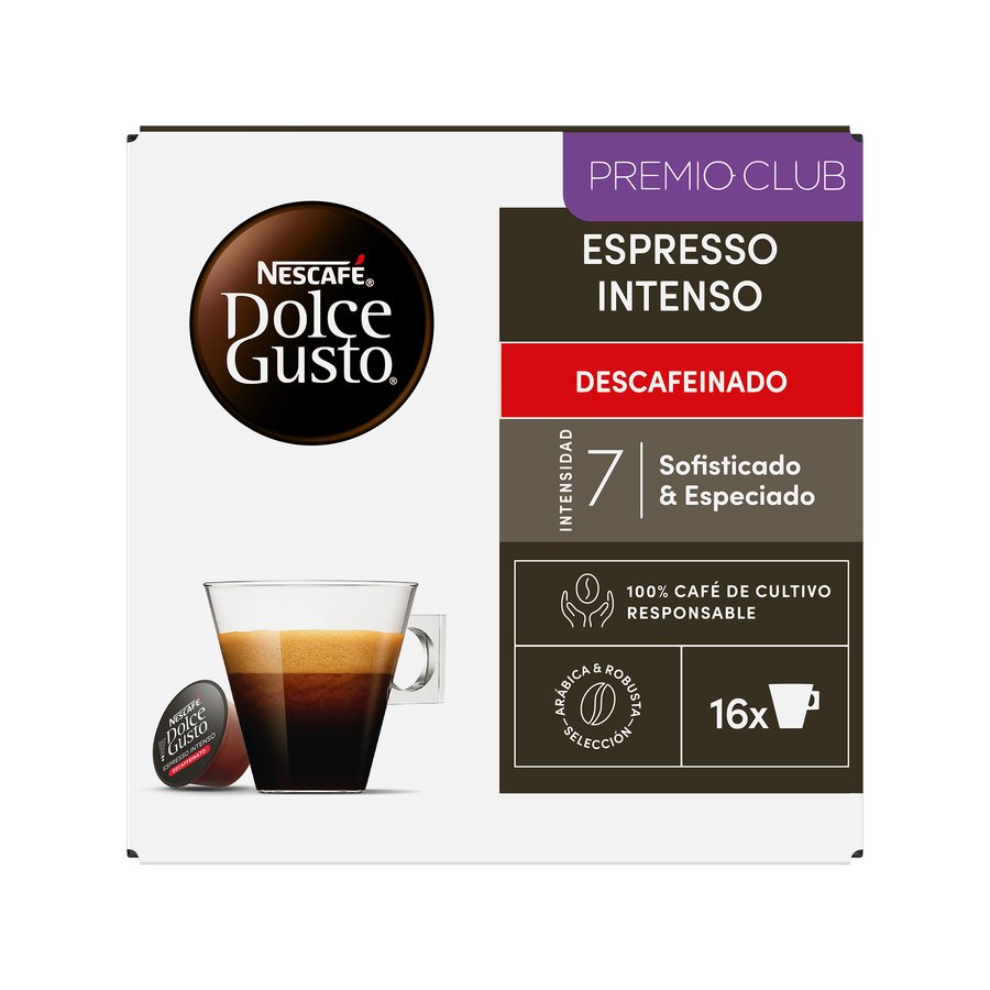 Café cápsulas Nescafé DOLCE GUSTO Descafeinado Espresso Intenso 16 uds. 99 g