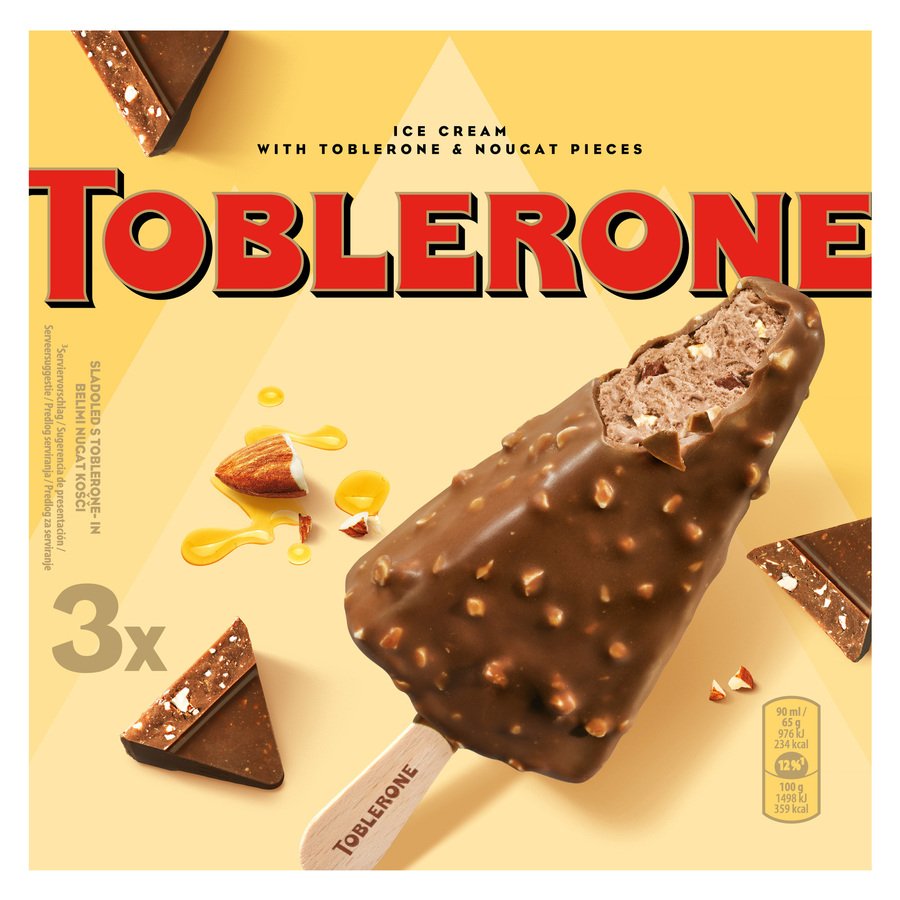Helado bombón TOBLERONE 3 unidades 195 g