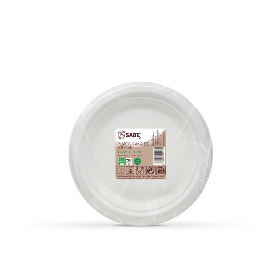 Platos caña de azúcar IFA SABE 17 cm 10 unidades