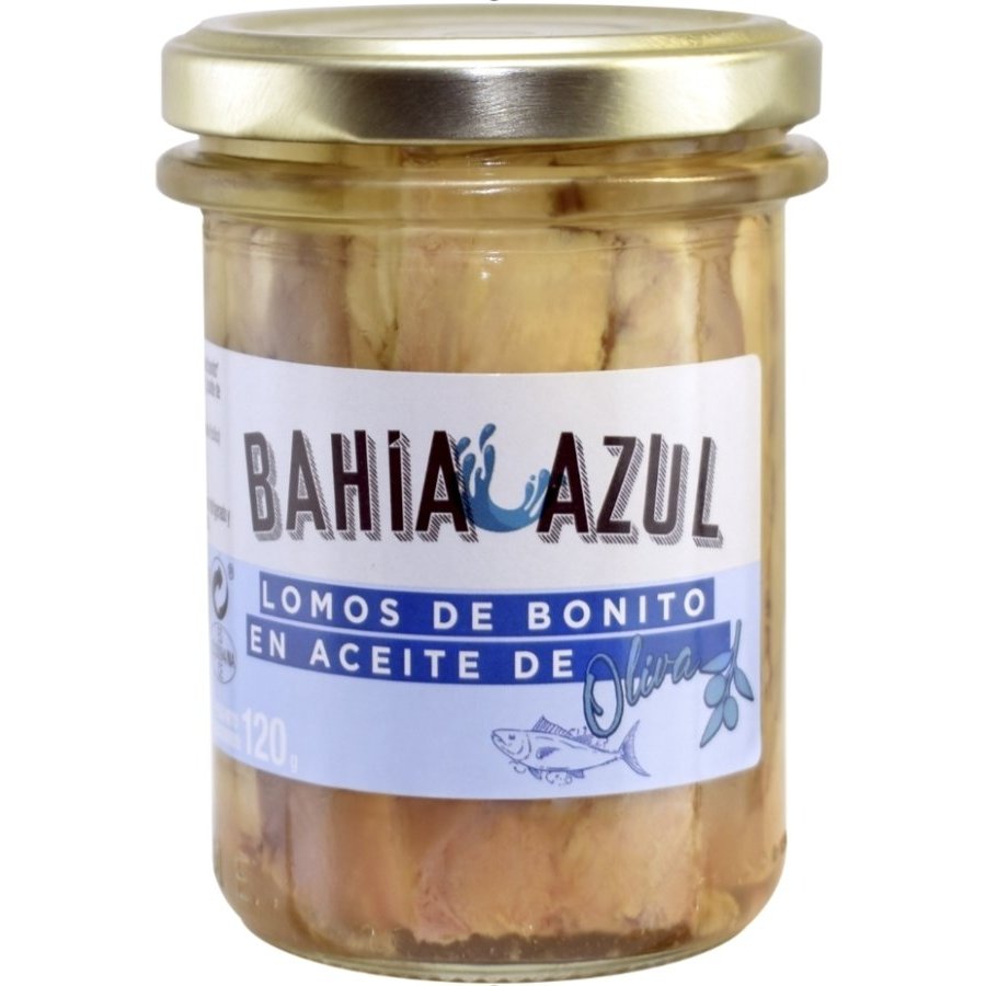 Lomos de bonito en aceite de oliva BAHIA AZUL frasco 180 g. pn