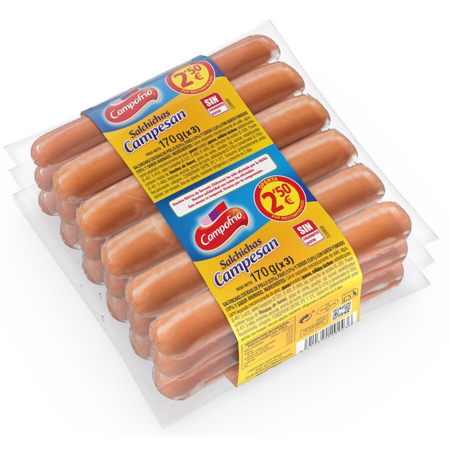 Salchichas CAMPOFRIO Campesan lote 3x170 g