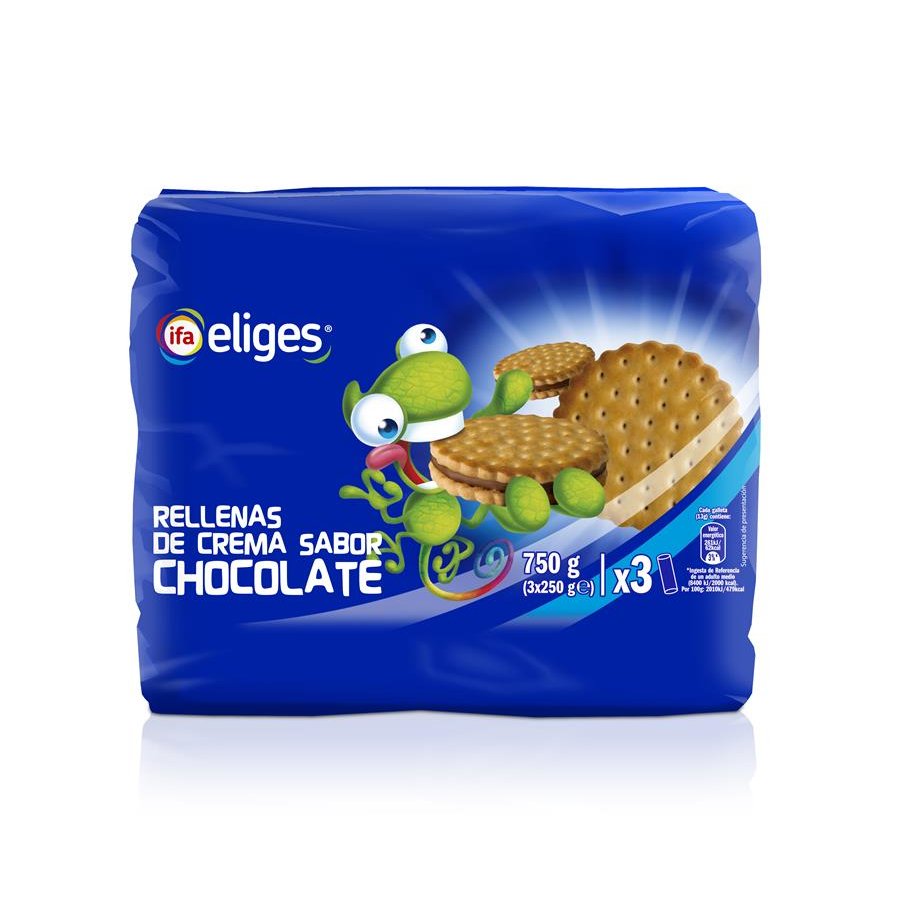 Galletas rellenas de chocolate IFA ELIGES 3 X 250 g