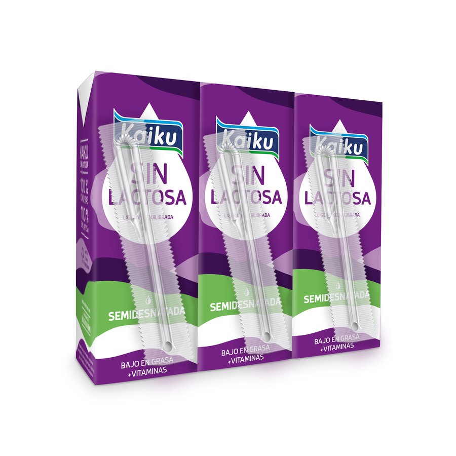 Leche sin lactosa semidesnatada KAIKU 3x200 ml