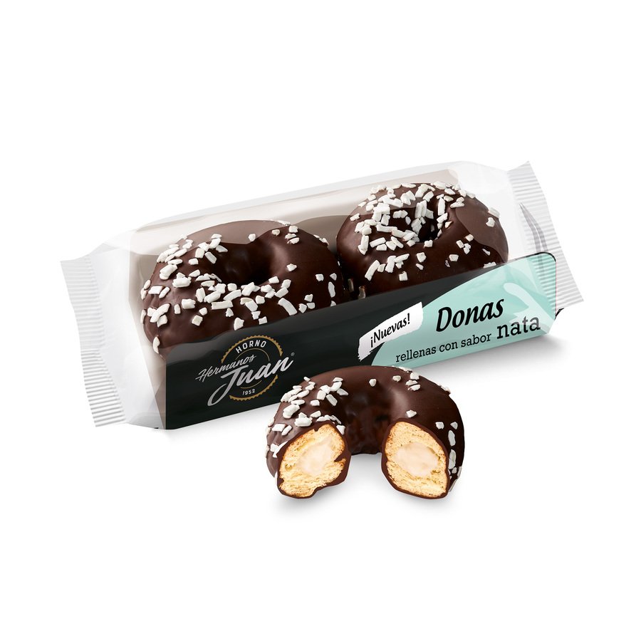 Donas rellenas con sabor nata HERMANOS JUAN 2 unidades 150 g