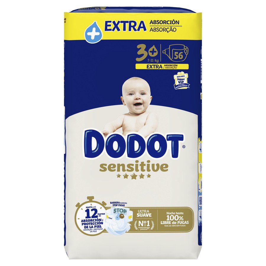 Pañal DODOT Sensitive Extra T3 7-11 kg 56 unidades