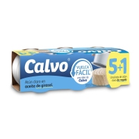 Atún claro en aceite de xirasol CALVO Envorca Fácil lote 5x65 g pn. + 1 de balde