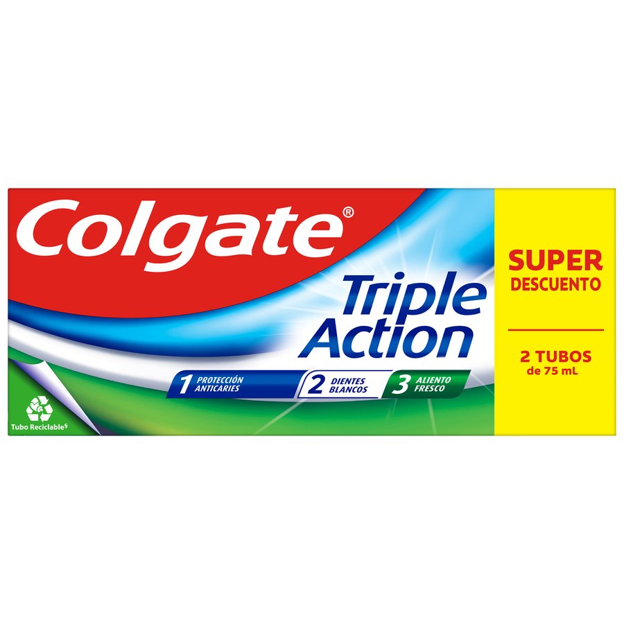 Dentífrico COLGATE triple action menta 2x75 ml