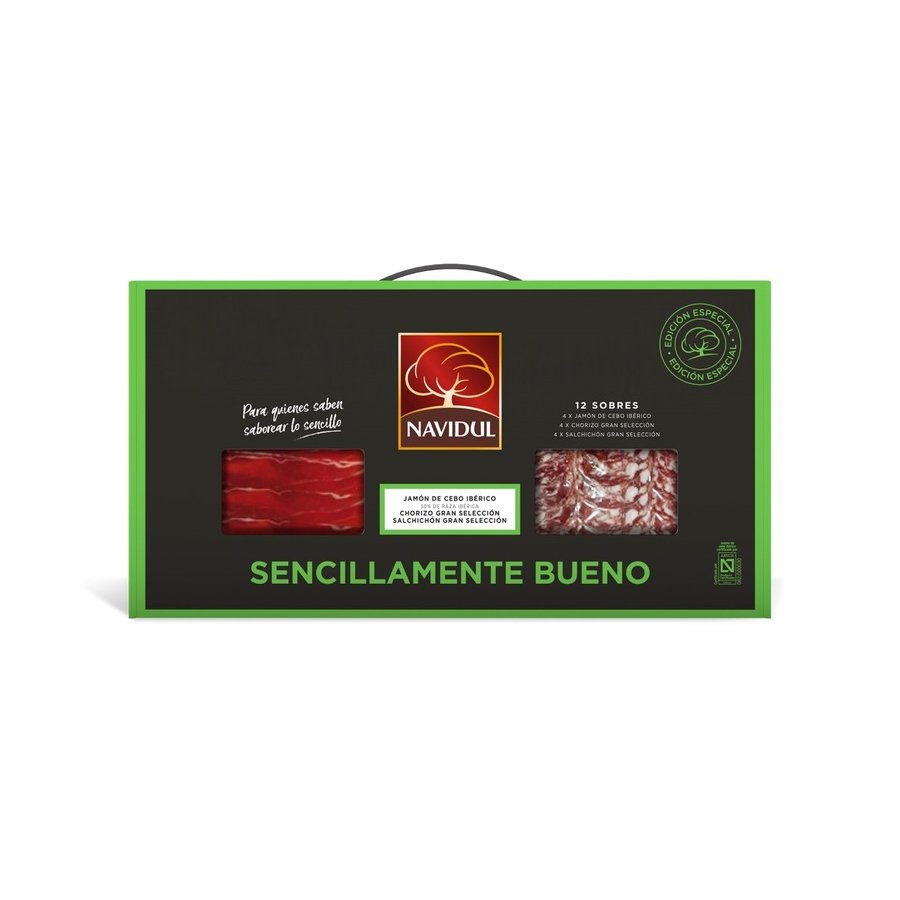 Jamón ibérico 50% + chorizo + salchichón NAVIDUL maletín 12x75 g