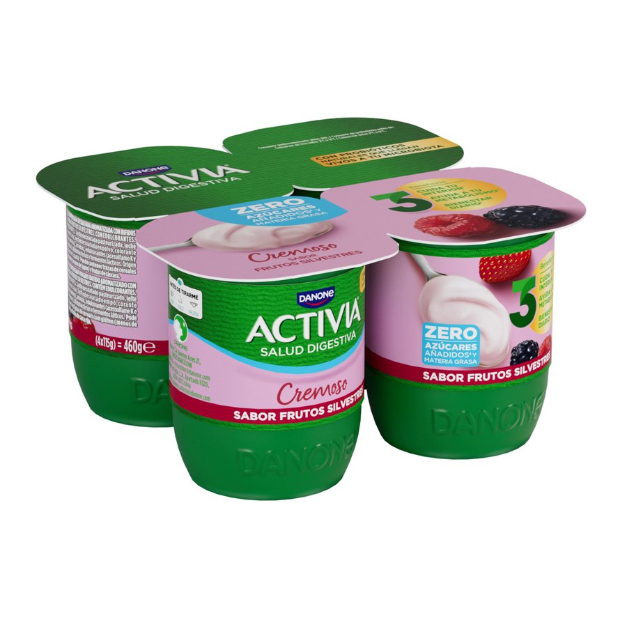 Bífidus ACTIVIA DANONE cremoso frutos silvestres 0% 4 x 115 g