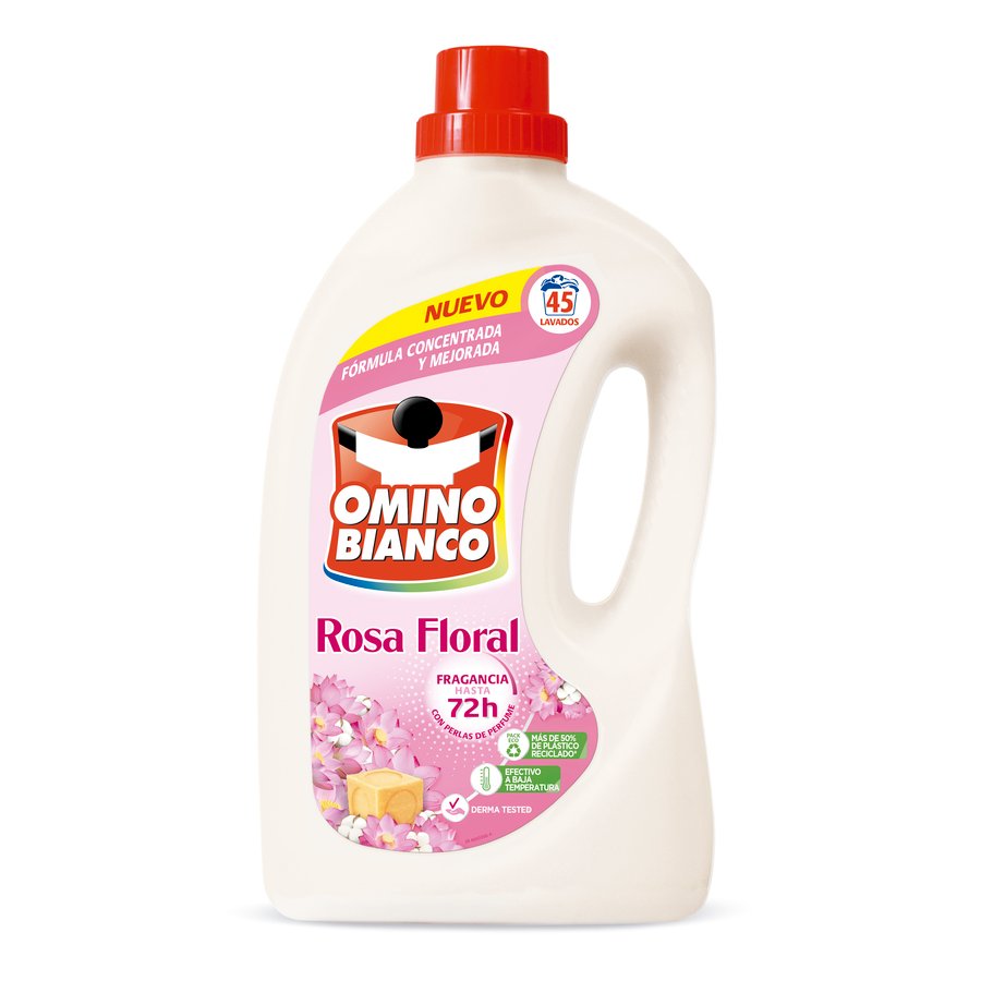 Detergente líquido OMINO BIANCO rosa floral 45 lavados
