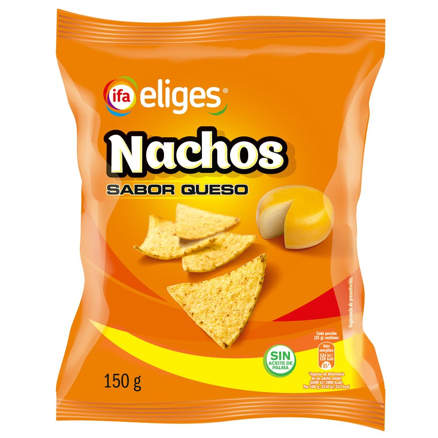 Nachos de maíz sabor queso IFA ELIGES bolsa 150 g