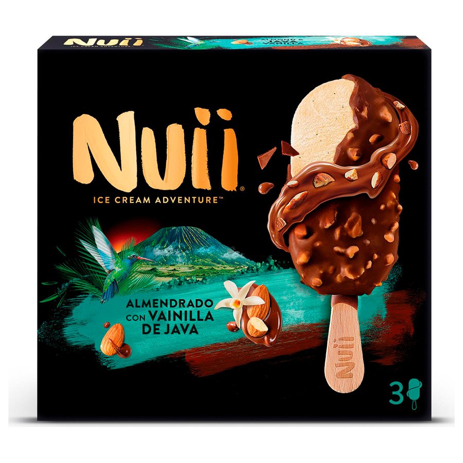 Helado bombón NUII almendra vainilla Java 3 unidades 201 g