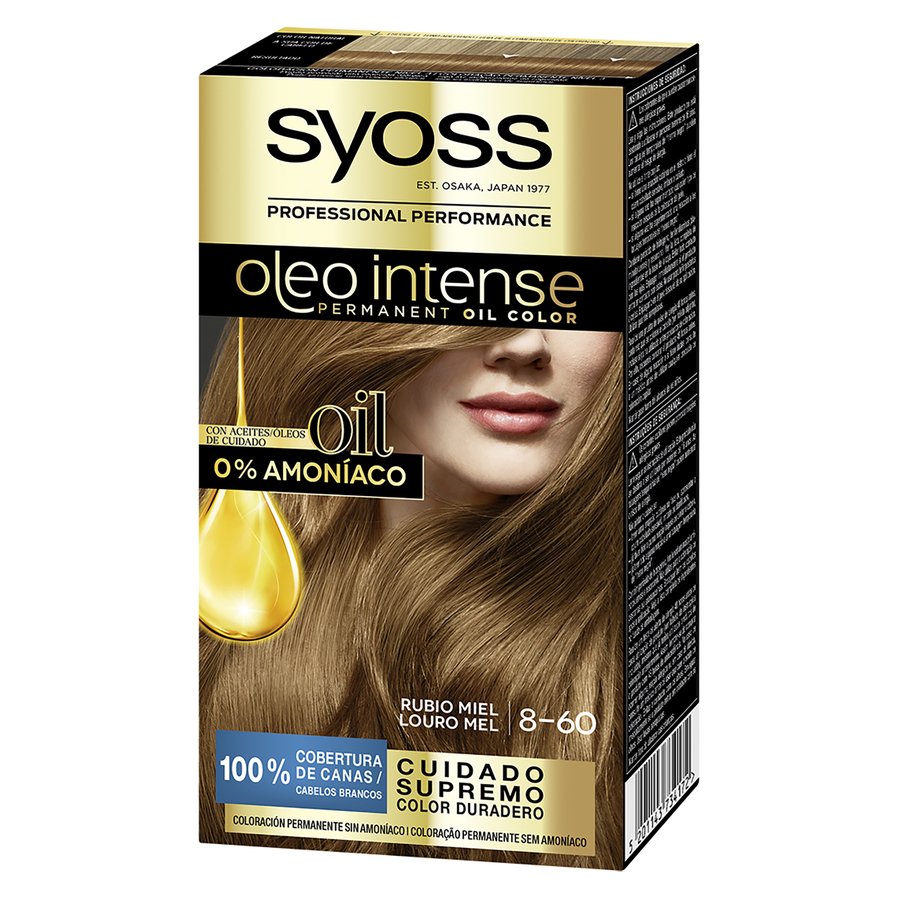Tinte permanente sin amoníaco SYOSS rubio miel 8-60