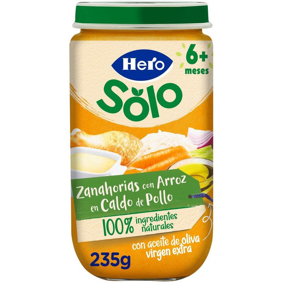 Alimento infantil HERO SOLO zanahoria y arroz 235 g