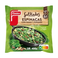 Salteado de espinacas con pasas y piñones congelado FINDUS 400 g