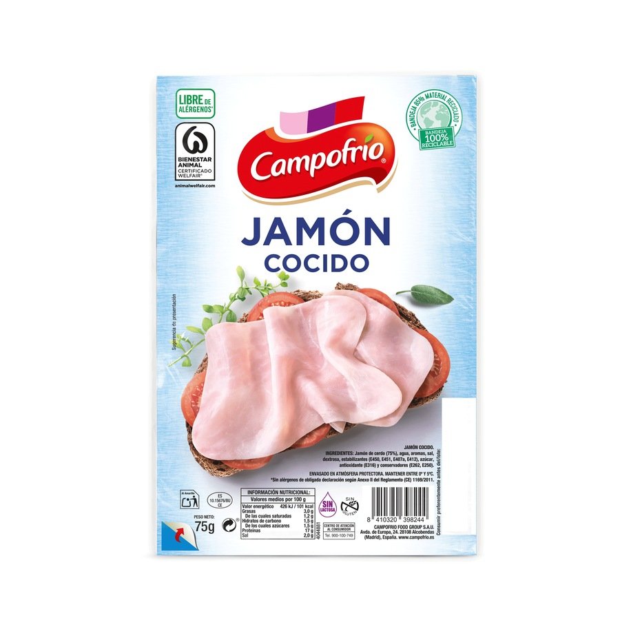 Jamón cocido CAMPOFRÍO lonchas 75 g