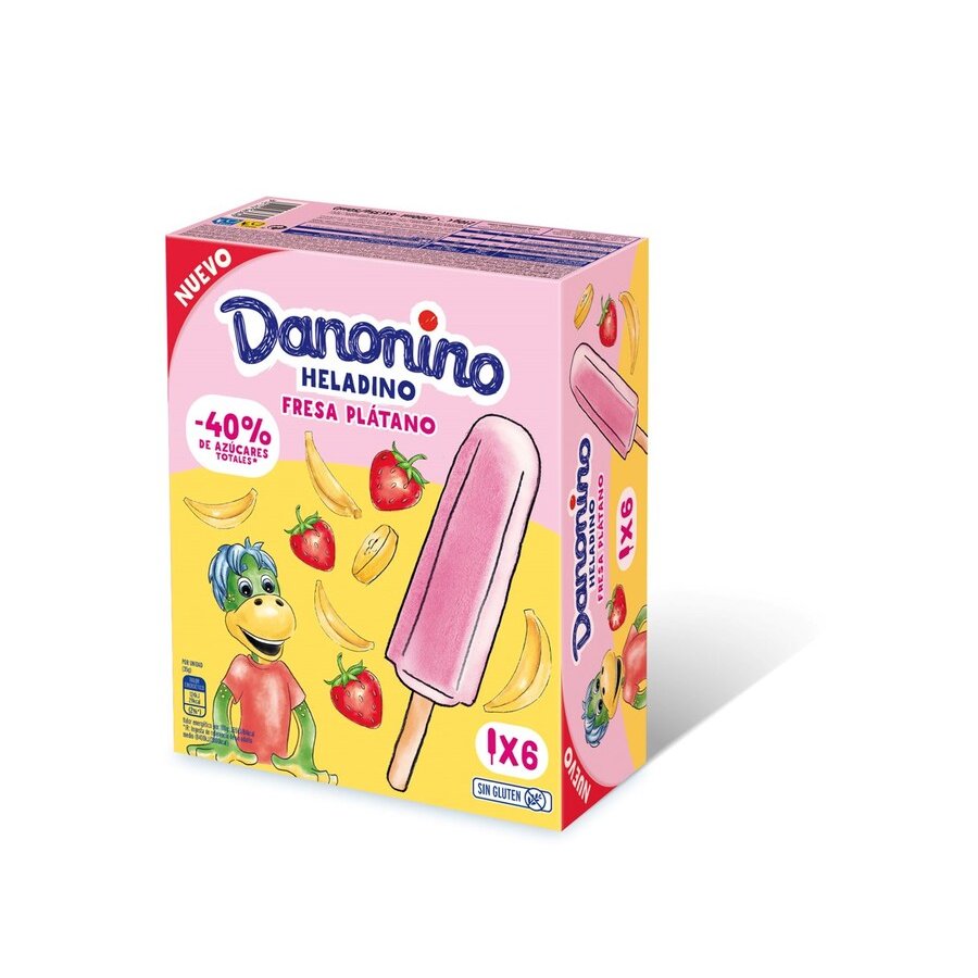 Helado DANONINO fresa/plátano 6 unidades 210 g