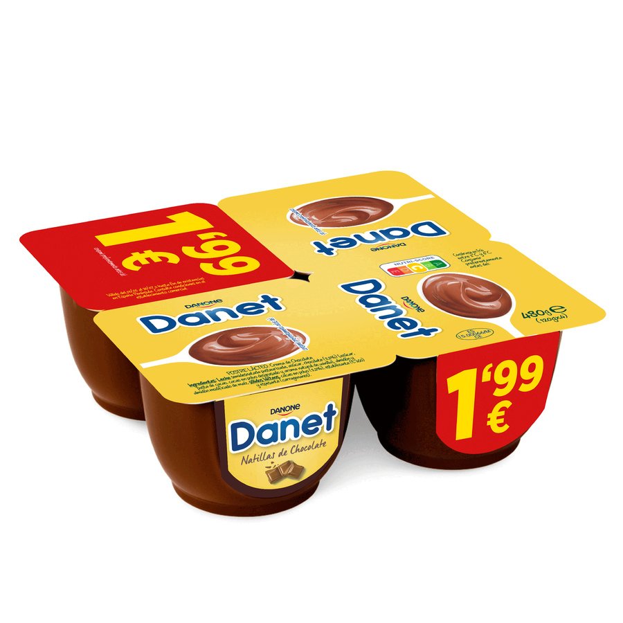 Natillas DANET DANONE sabor chocolate pack 4x120 g