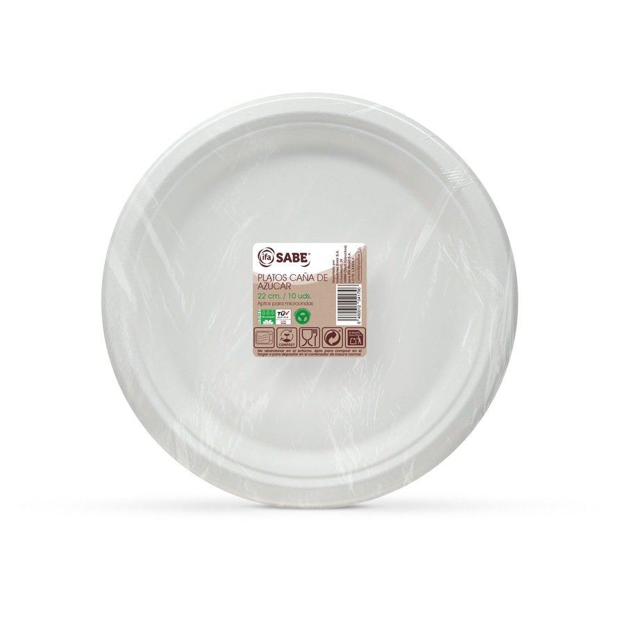 Platos caña de azúcar IFA SABE 22 cm 10 unidades
