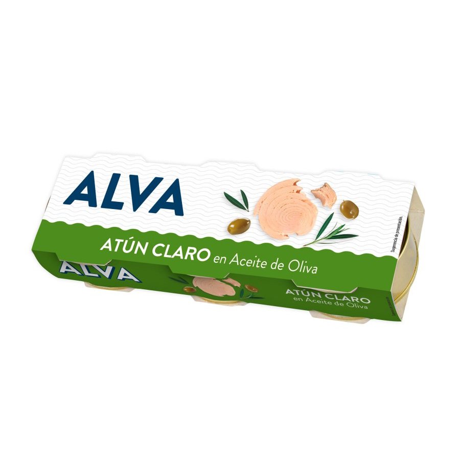 Atún claro en aceite de oliva ALVA pack 3x70 g pn.