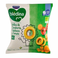 Aperitivo infantil BLEDINA aneis de cenoria cabaza e tomate bio 20 g