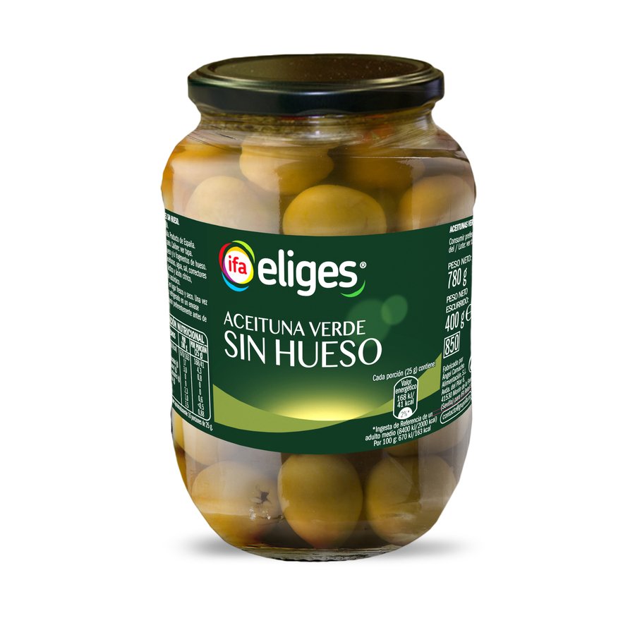 Imagen de Aceituna verde manzanilla sin hueso IFA ELIGES frasco 400 g pne.
