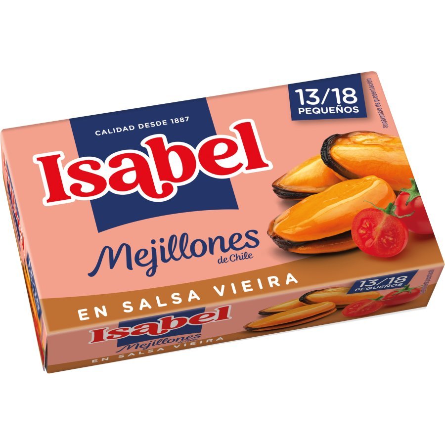 Mejillones ISABEL en salsa de vieira 13/18 115 g pn