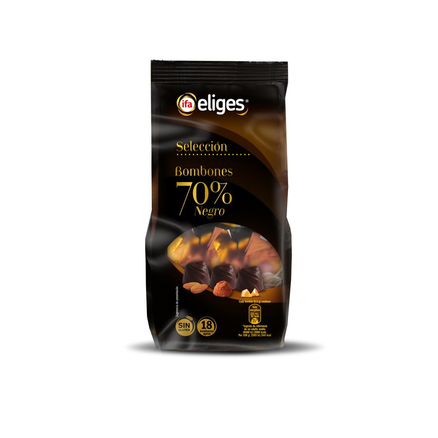 Bombones IFA ELIGES chocolate negro 70% (almendra,trufa y naranja) bolsa 180 g
