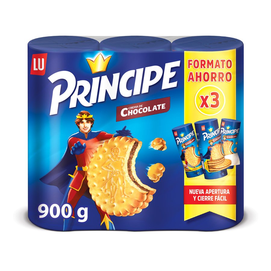 Galletas rellenas chocolate LU PRINCIPE pack 3 x 300 g
