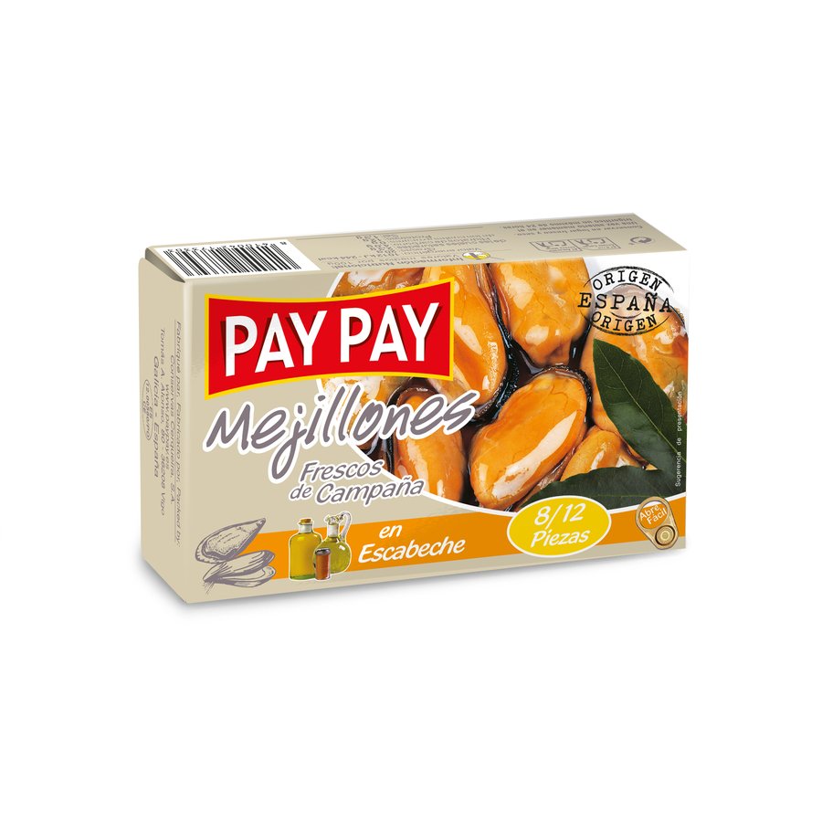Mejillones PAY PAY en escabeche 8/12 115 g pn.