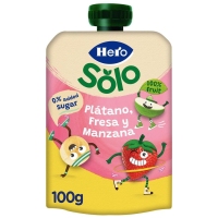 Alimento infantil HERO SOLO plátano fresa manzana pouch 100 g