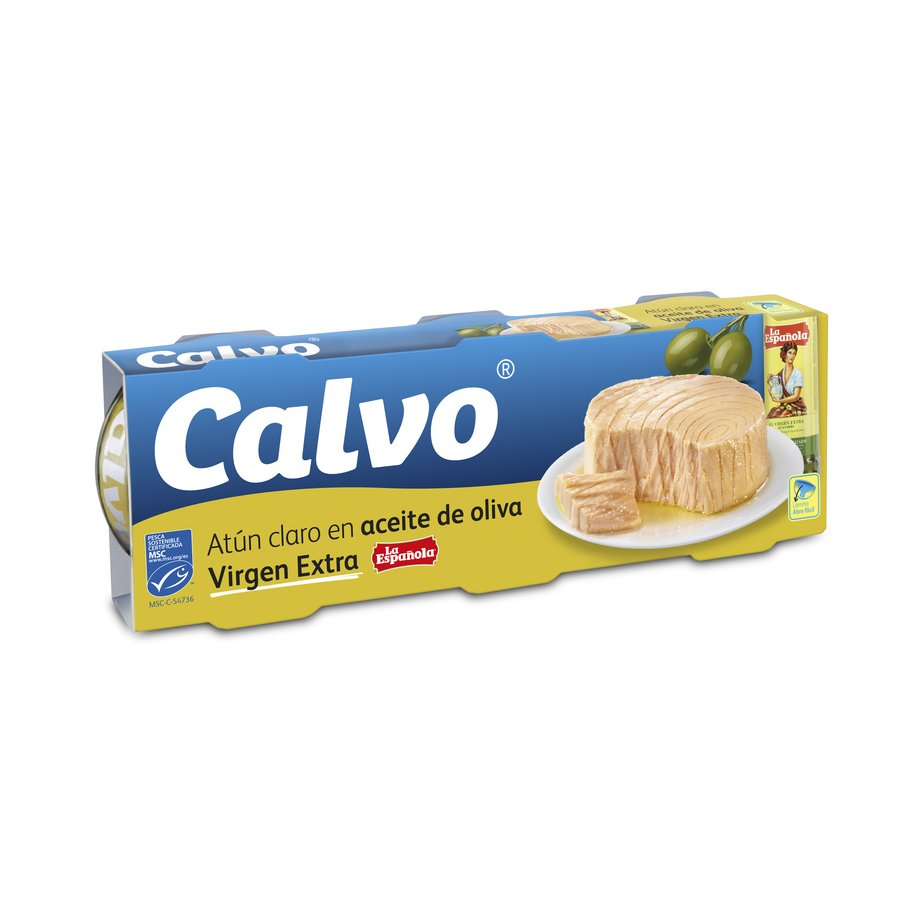 Atún claro en aceite de oliva virgen extra CALVO pack 3x100 g pn.