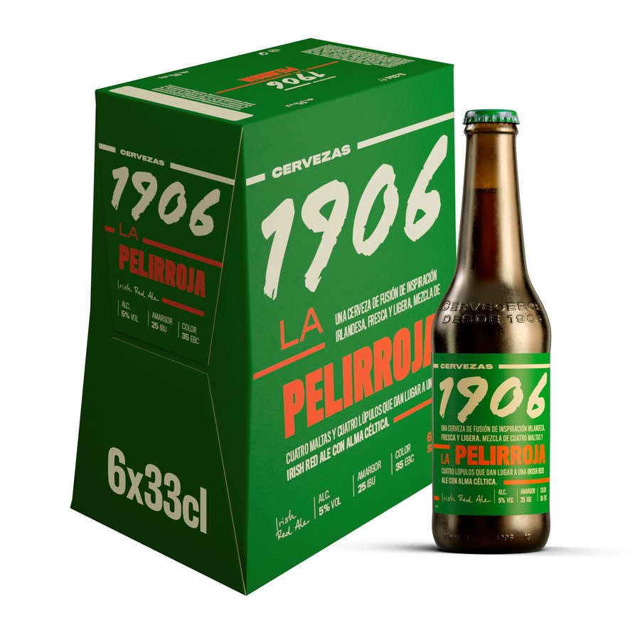 Cerveza 1906 La Pelirroja Irish Red Ale botellín pack 6x33 cl