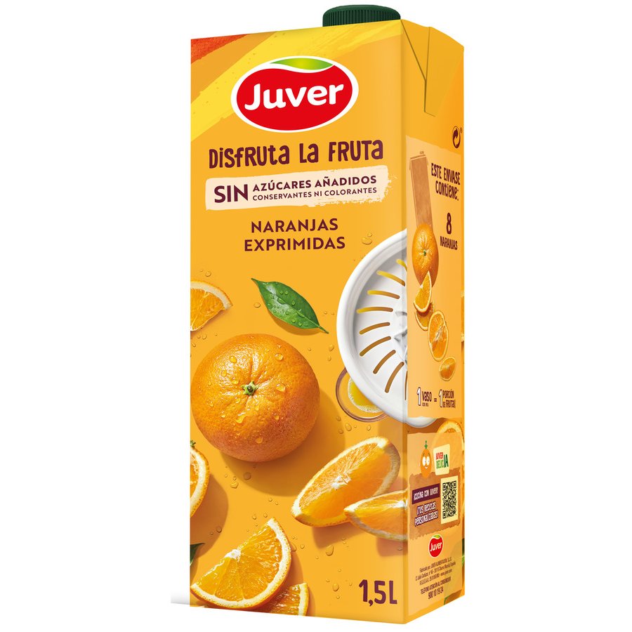 Néctar naranja JUVER Disfruta sin azucar añadido 1,5 l