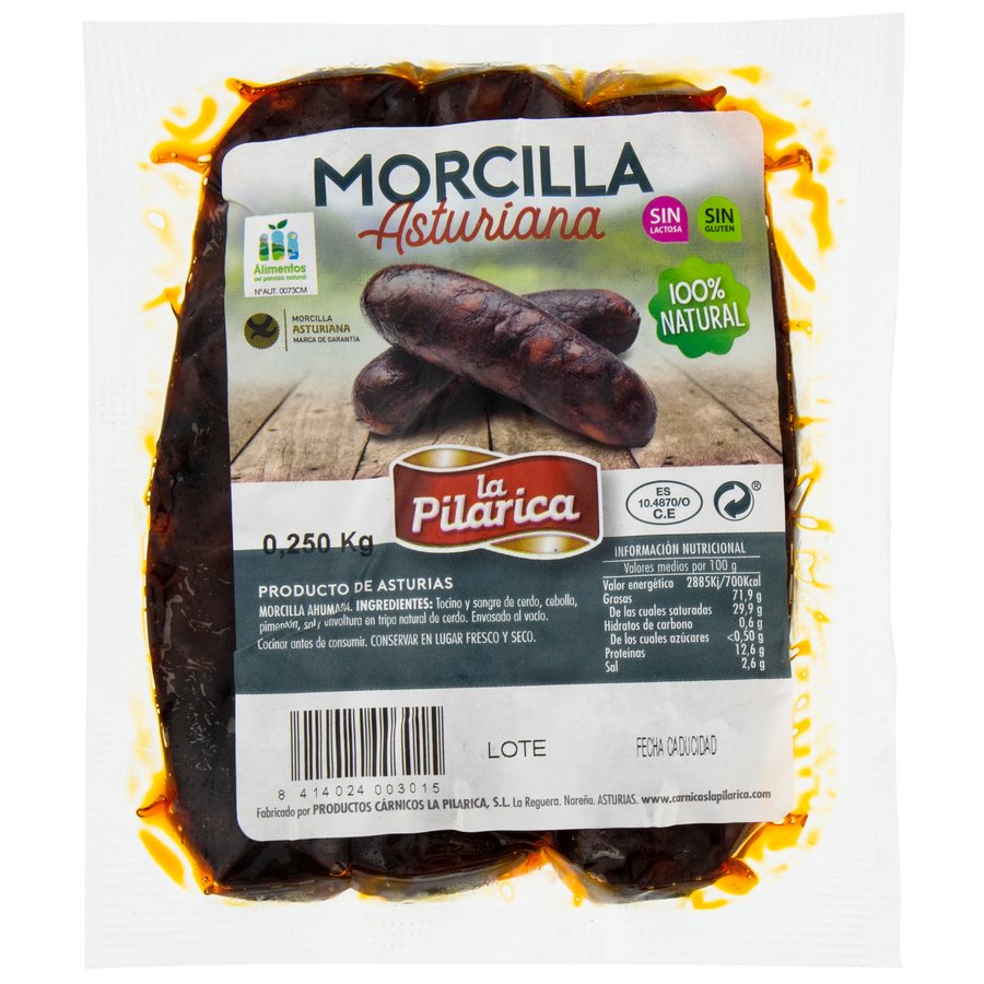 Morcilla asturiana 100% natural LA PILARICA 250 g