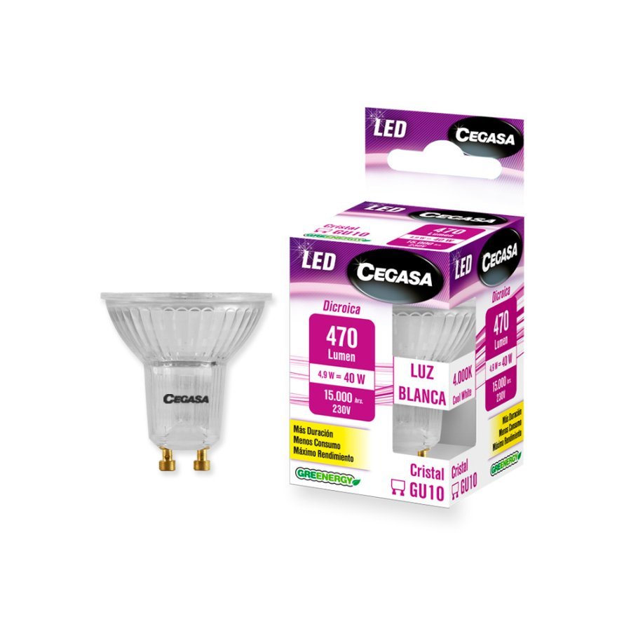 Bombilla CEGASA LED dicroica 6W GU10 blanca