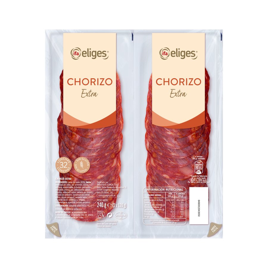 Chorizo extra IFA ELIGES lonchas 2X120 g