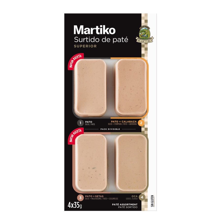 Surtido de patés MARTIKO (pato-calabaza-setas-oca) 4x35 g