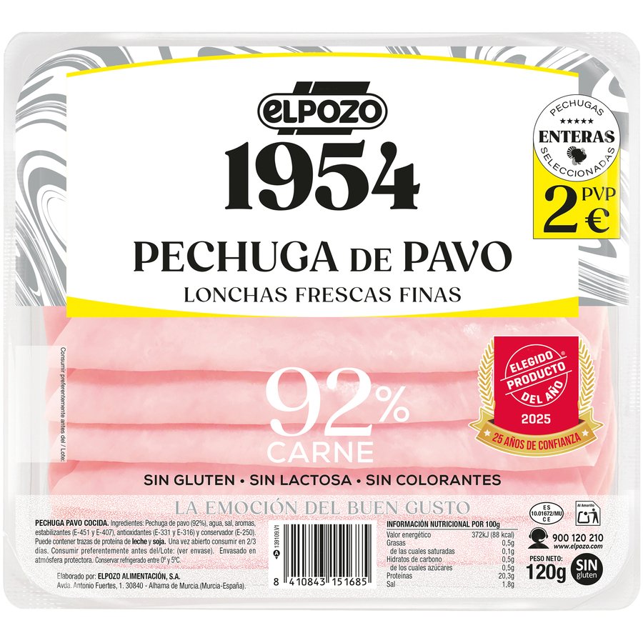 Pechuga de pavo ELPOZO 1954 lonchas 120 g